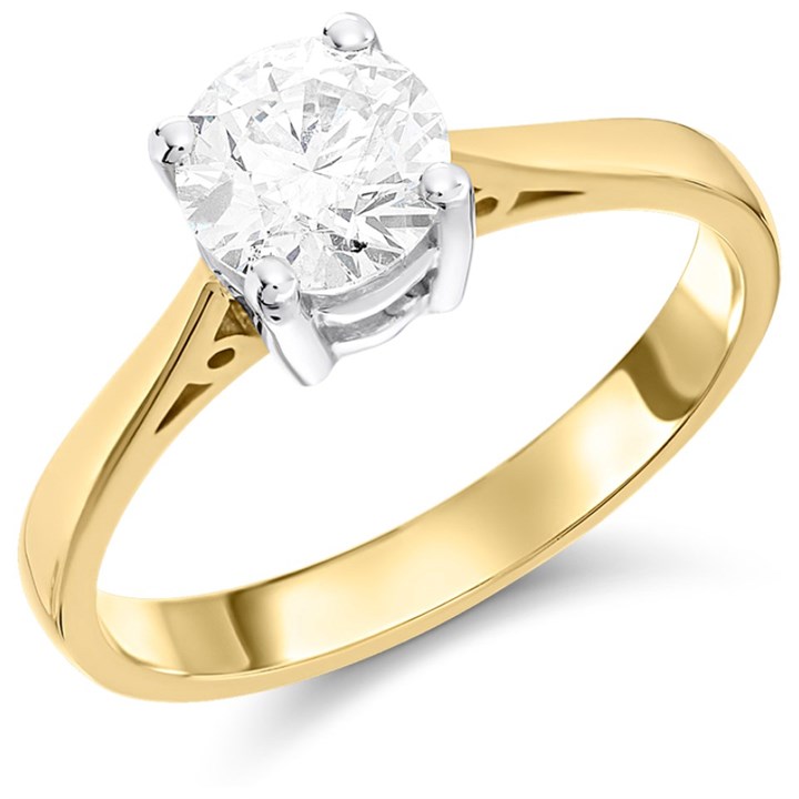 18ct Yellow Gold 1 Carat Diamond Solitaire Engagement Ring - G/I3 - H10137