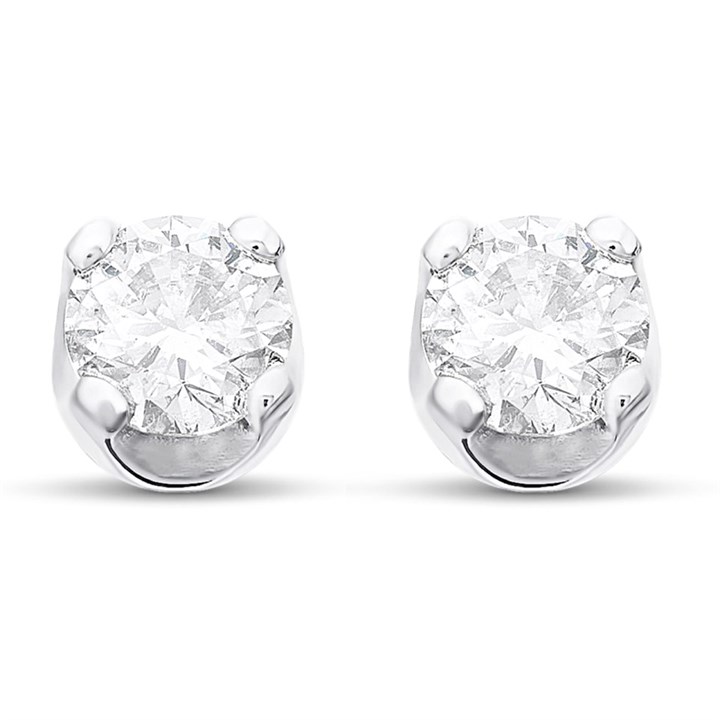 18ct White Gold Diamond Solitaire Stud Earrings - 1.01ct per pair - J-K/I2 - H10155
