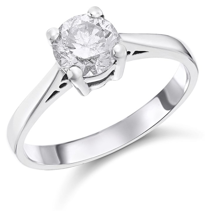 18ct White Gold Diamond Solitaire Engagement Ring - 1.07ct - G/I3 - H10157