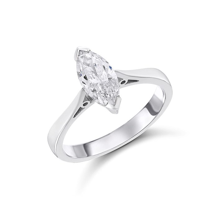 18ct White Gold Diamond Solitaire Engagement Ring - 1.01ct - J/I2 - H1021
