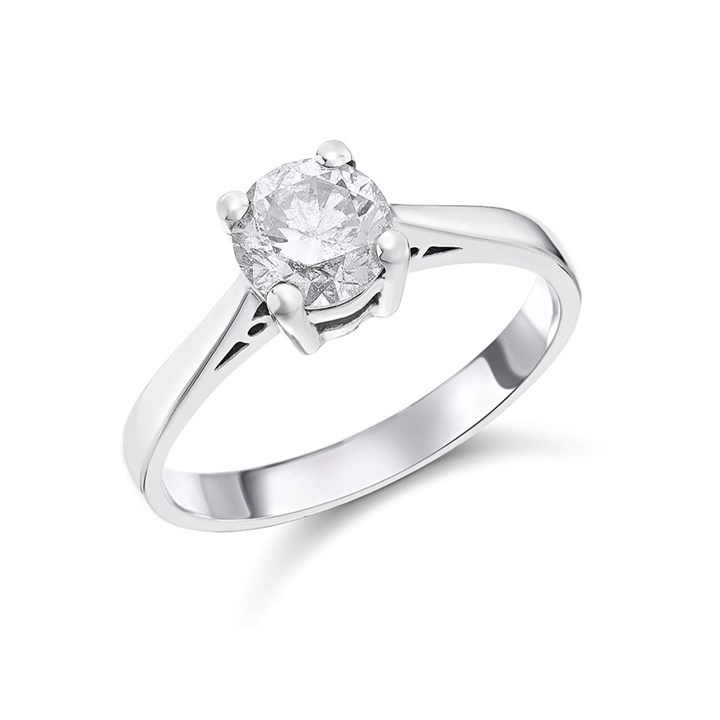 18ct White Gold Diamond Solitaire Engagement Ring - 1.06ct - L/I1 - H1028