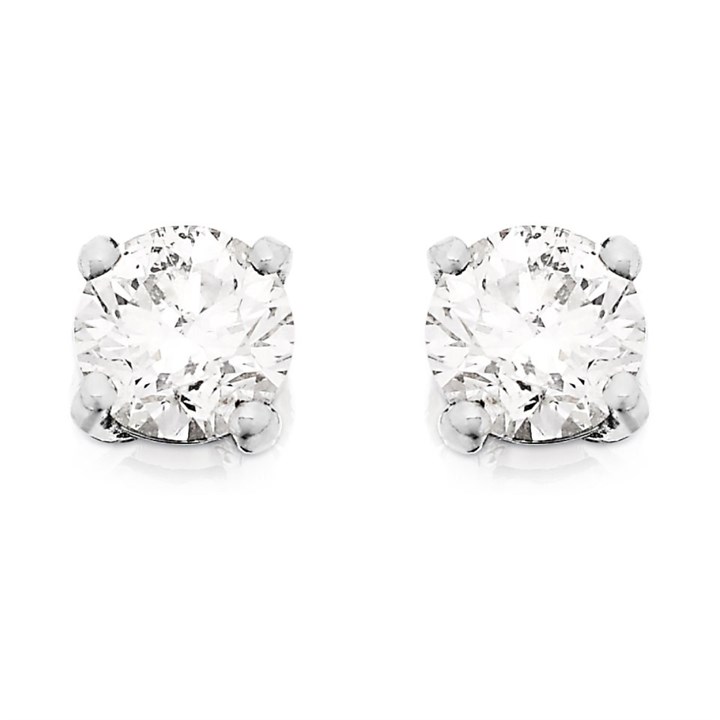 Platinum Diamond Solitaire Stud Earrings - 1.01ct per pair - L-M/VS2-I1 - H1043