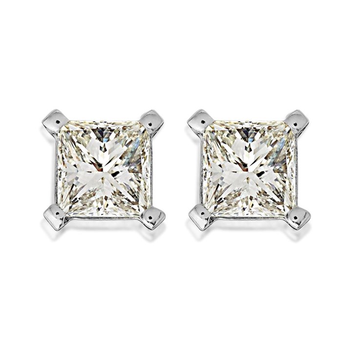 18ct White Gold Diamond Solitaire Stud Earrings - 1.01ct per pair - G-H/I1 - H10482
