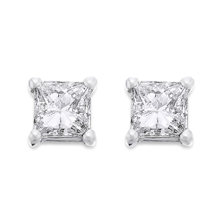 18ct White Gold Diamond Solitaire Stud Earrings - 1.01ct per pair - I/I2 - H1052