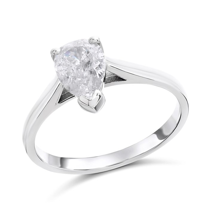 18ct White Gold Diamond Solitaire Engagement Ring - 1.04ct - G/I2 - H10544