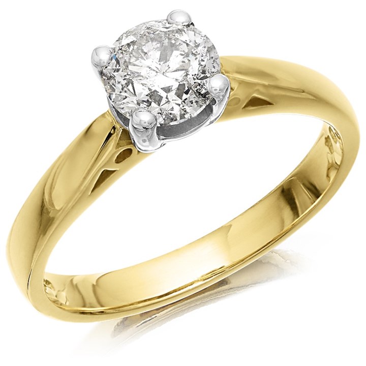 18ct Yellow Gold Diamond Solitaire Engagement Ring - 1ct - G/I2 - H10572