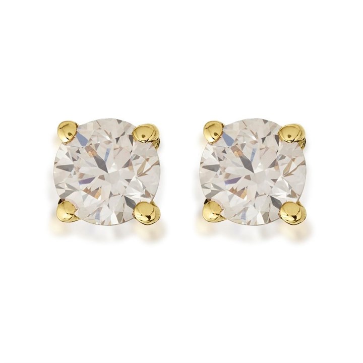 18ct Yellow Gold Diamond Solitaire Stud Earrings - 1.02ct per pair - L-M/SI1-I1 - H10632