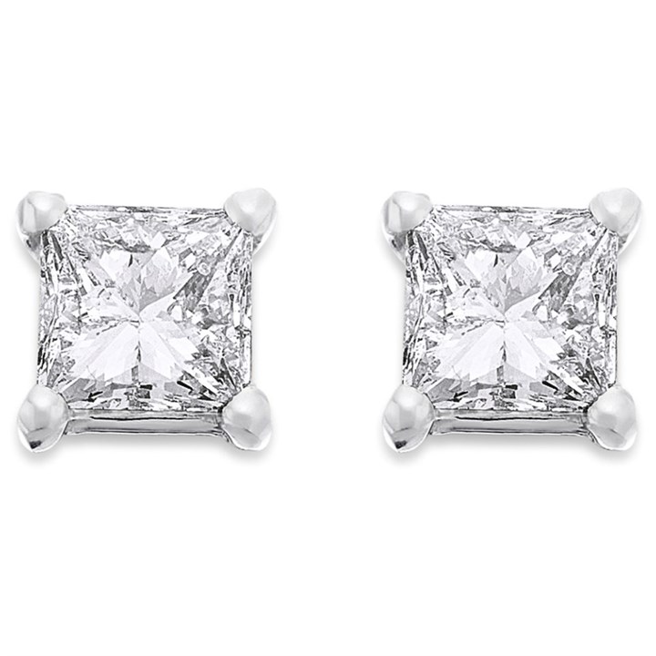 18ct White Gold Diamond Solitaire Earrings - 1.04ct/pair - J/I2 - H1083