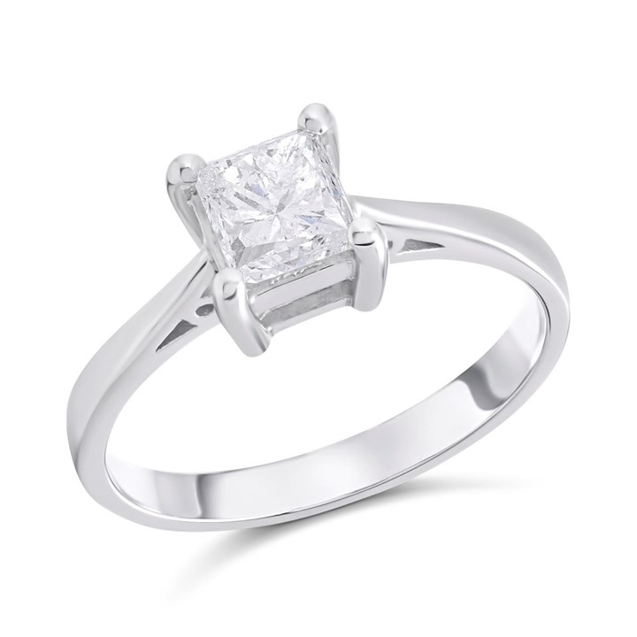 18ct White Gold Diamond Solitaire Engagement Ring - 1.1ct - I/I2 - H1149