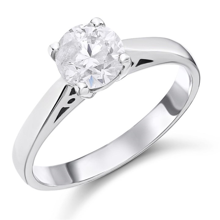 18ct White Gold Diamond Solitaire Engagement Ring - 1.11ct - I/I2 - H1185