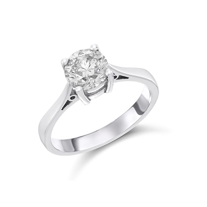 18ct White Gold Diamond Solitaire Engagement Ring - 1.26ct - L/I2 - H1212