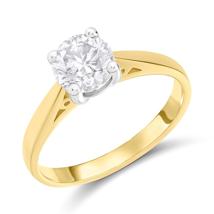 18ct Yellow Gold Diamond Solitaire Engagement Ring - 1.24ct - K/I2 - H1272