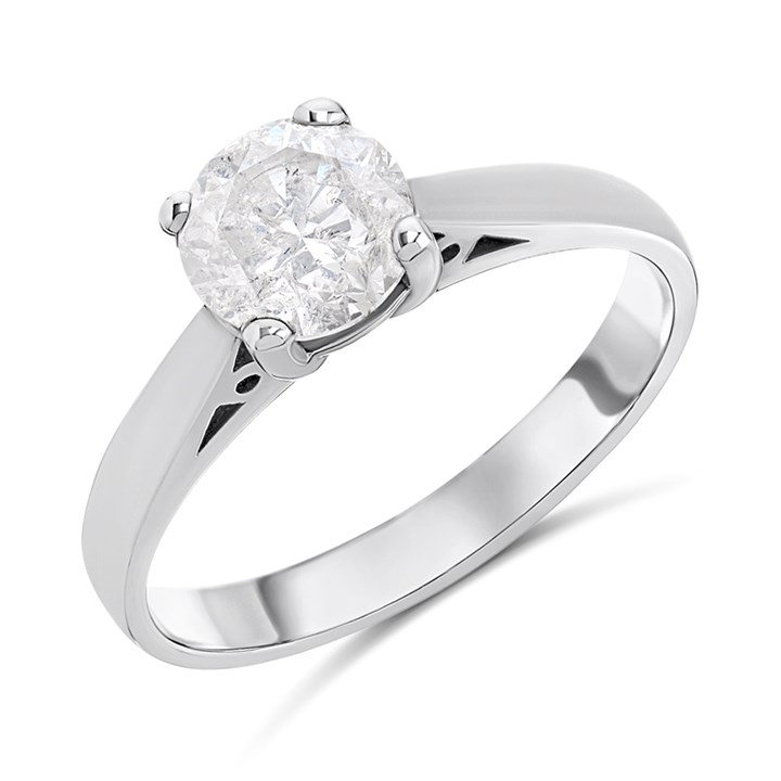 18ct White Gold Diamond Solitaire Engagement Ring - 1.26ct - G/I3 - H1281