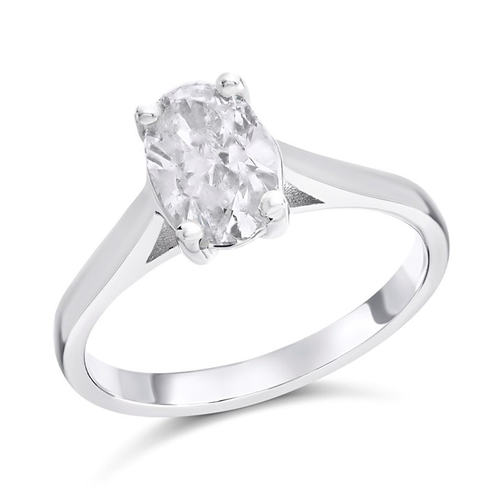 Platinum Diamond Solitaire Engagement Ring - 1.38ct - K/I1 - H1340