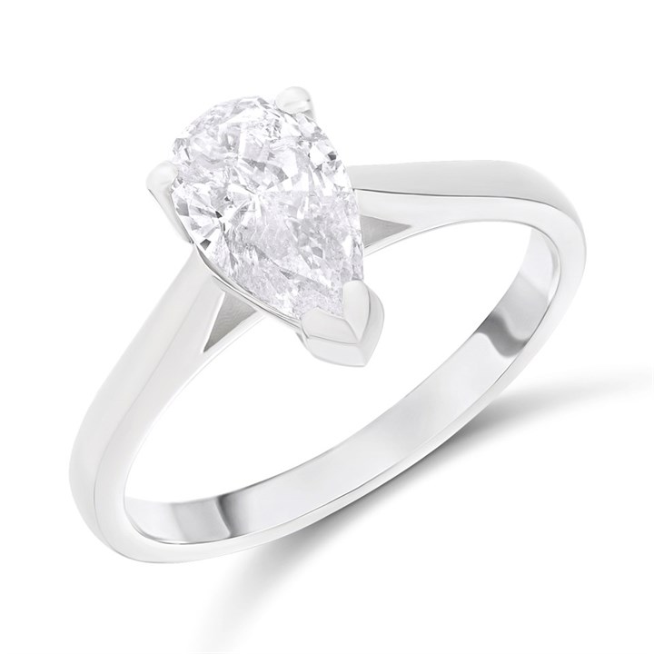 Platinum Diamond Solitaire Engagement Ring - 1.36ct - J/I2 - H1371