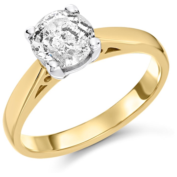 18ct Yellow Gold Diamond Solitaire Engagement Ring - 1.47ct - J/I3 - H1413