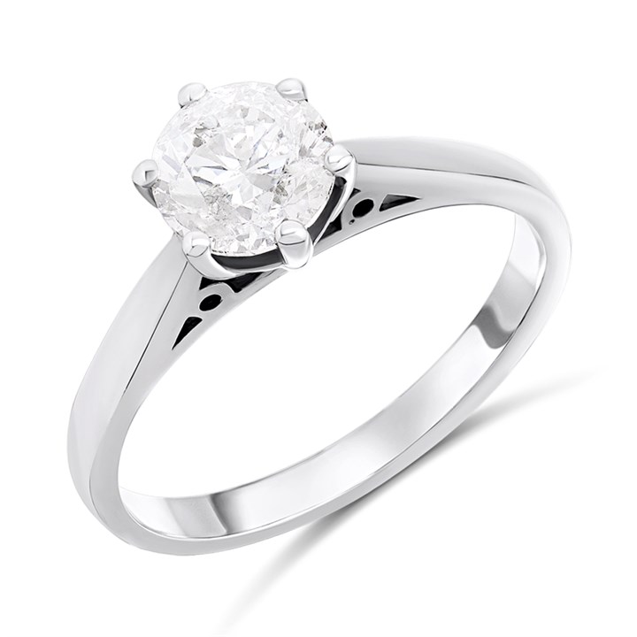 18ct White Gold Diamond Solitaire Engagement Ring - 1.4ct - G/I3 - H1434