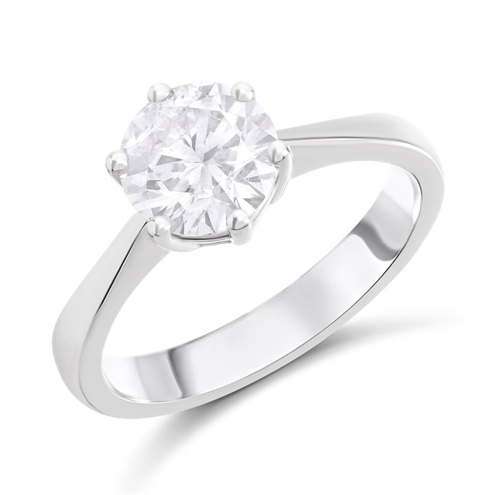 Platinum Diamond Solitaire Engagement Ring - 1.56ct - K/I2 - H1514