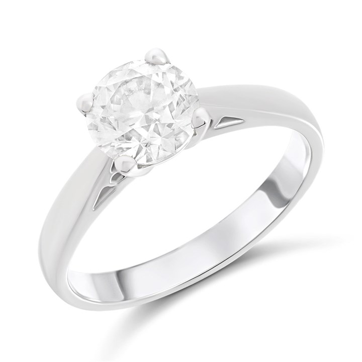 Platinum Diamond Solitaire Engagement Ring - 1.6ct - L/I1 - H1604