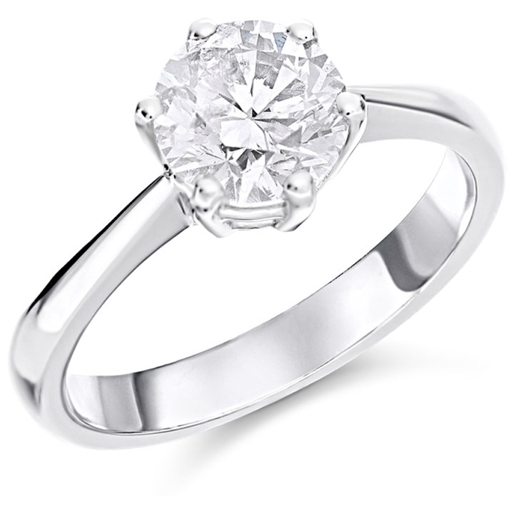 Platinum Diamond Solitaire Engagement Ring - 1.66ct - K/I2 - H1605