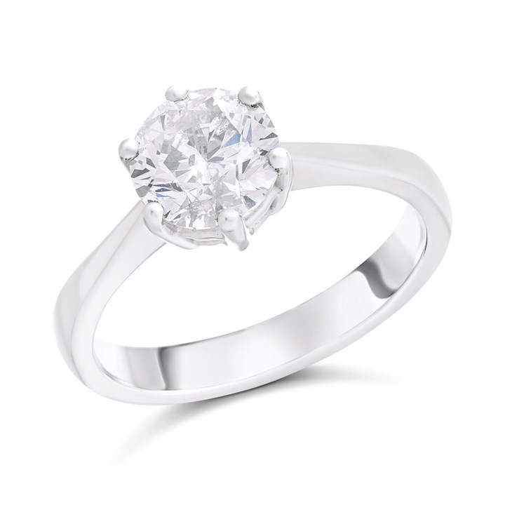 Platinum Diamond Solitaire Engagement Ring - 1.6ct - K/I2 - H1608