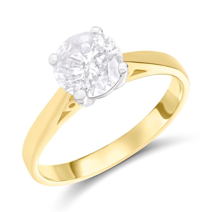 18ct Yellow Gold Diamond Solitaire Engagement Ring - 1.61ct - Certificated - H1613