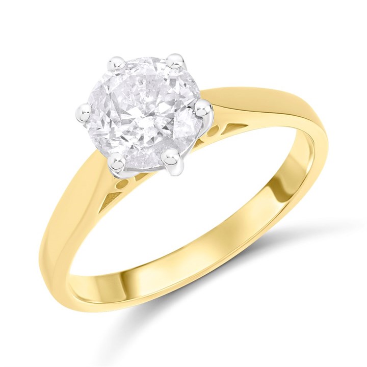 18ct Yellow Gold Diamond Solitaire Engagement Ring - 1.72ct - Certificated - H1710