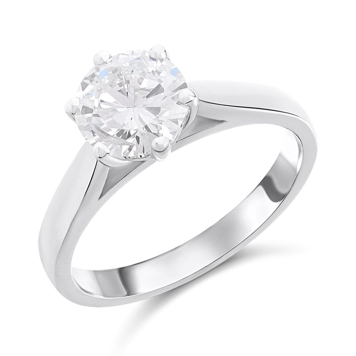 Platinum Diamond Solitaire Engagement Ring - 1.7ct - L/I2 - H1717