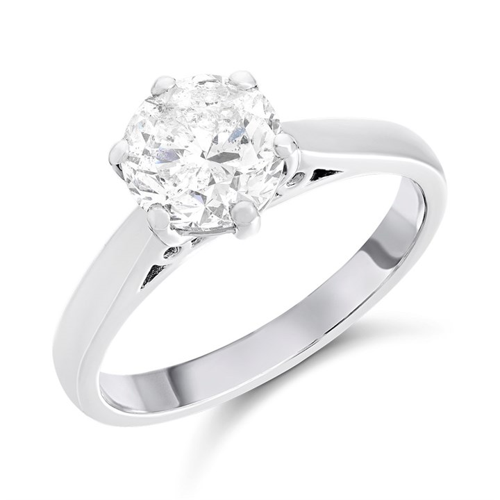 Platinum Diamond Solitaire Engagement Ring - 2.03ct - Certificated - H2044