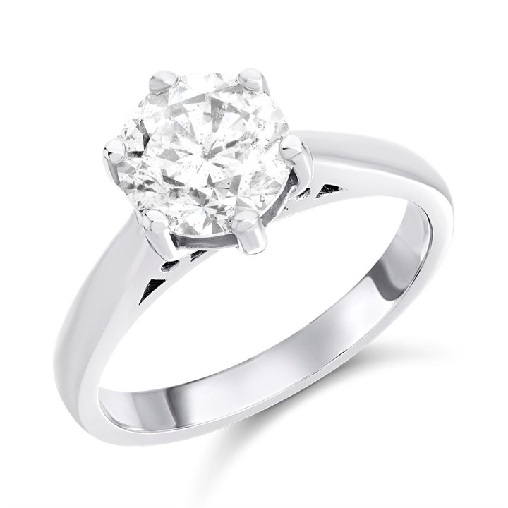 Platinum Diamond Solitaire Engagement Ring - 2.4ct - M/I2 - H2047