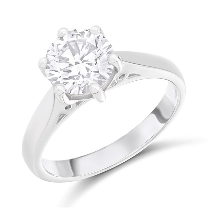 Platinum Diamond Solitaire Engagement Ring - 2.2ct - Certificated - H2053