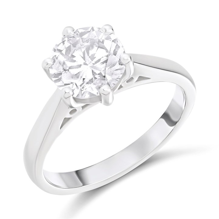 Platinum Diamond Solitaire Engagement Ring - 2.42ct - Certificated - H2062