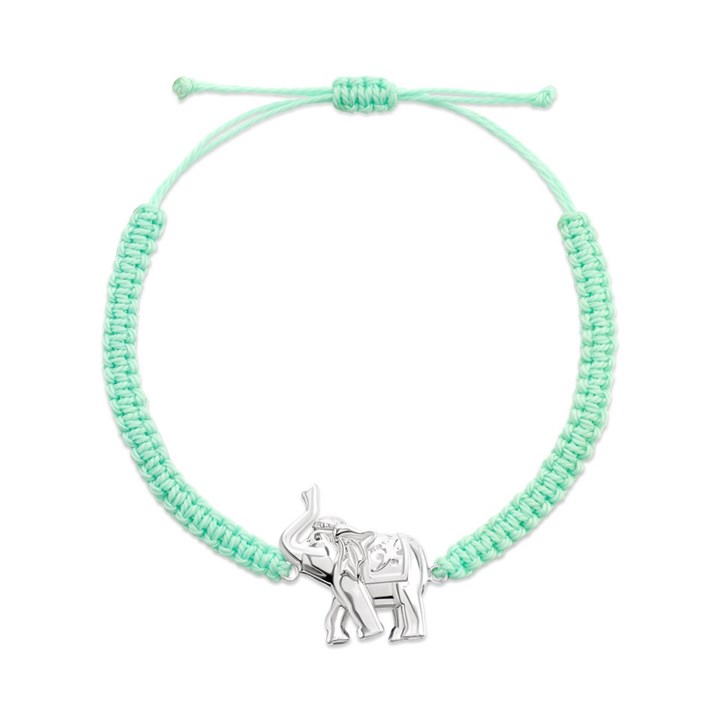 Thames Hospice Elephant on Green Cord Charity Bracelet - J0880