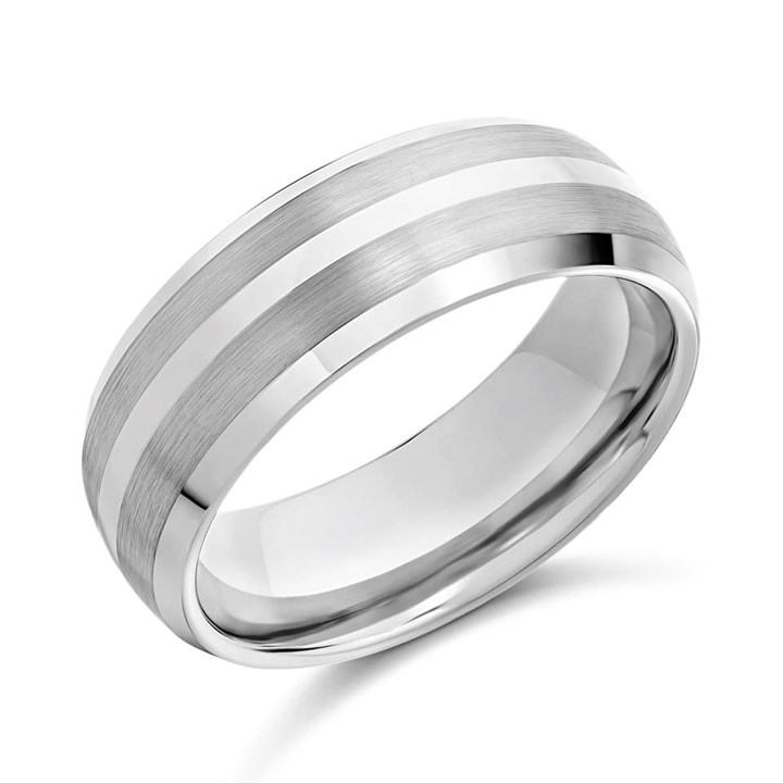 Tungsten Horizontal Panel Ring- 8mm - J0912