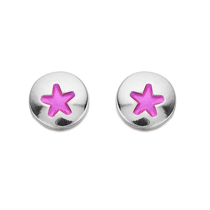 Ti2 Titanium Pink Star Stud Earrings - 7mm - J1943
