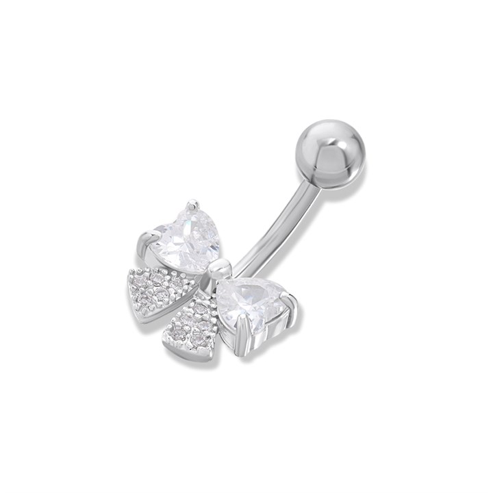 Steel Crystal Bow Belly Bar - J3538
