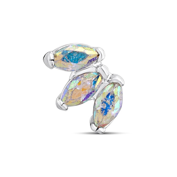 Surgical Steel Triple Aurora Borealis Marquise Stone Labret Single Stud - J3916