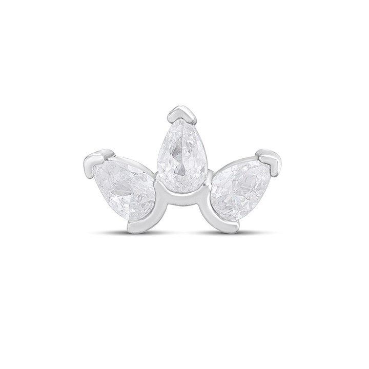 Surgical Steel Pear Trio Curved Labret Single Stud - J3922