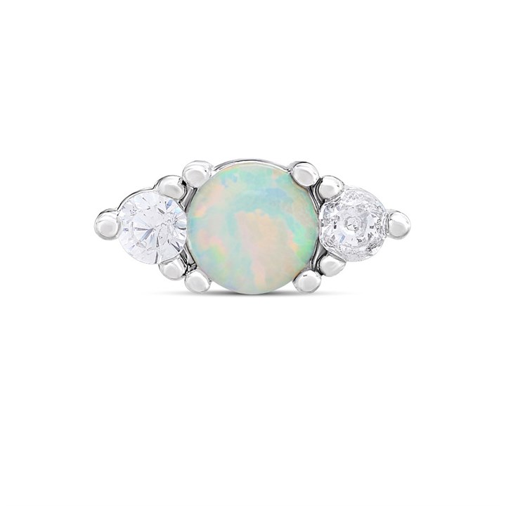 Surgical Steel Synthetic Opal Cluster Labret Single Stud - J3924