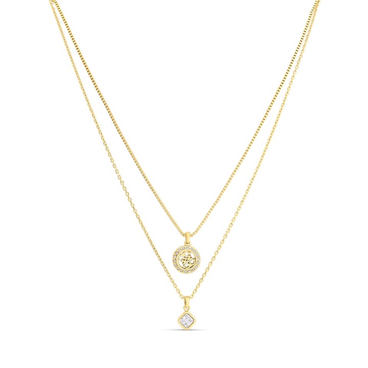 GUESS JUBN04159JW Gold Tone Crystal Double Necklace - J42238
