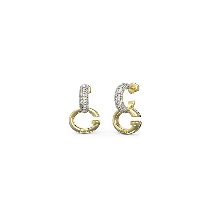 Guess UBE04521YG Gold Tone Crystal Hoop Earrings - J42255
