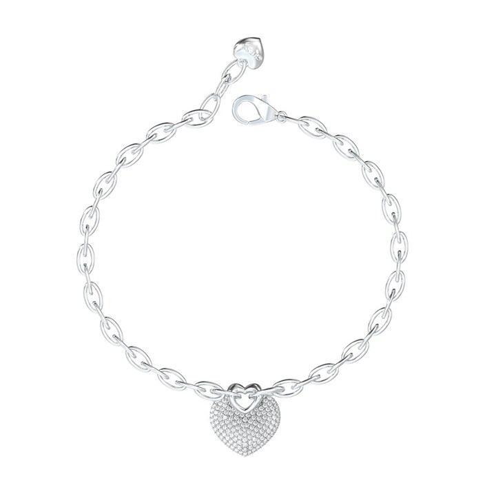 Guess JUBB05214JWRHL Silver Tone Crystal Heart Bracelet - J42277