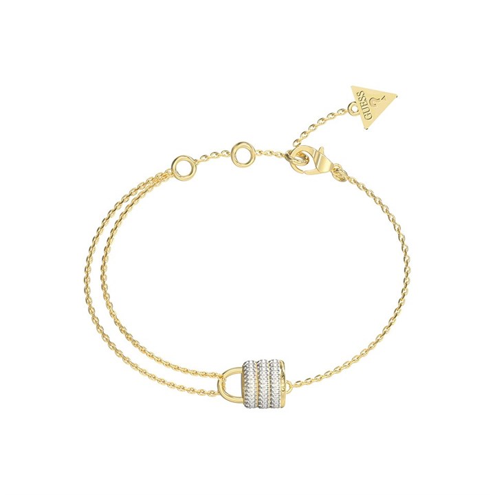 Guess JUBB05418YG Gold Tone Crystal Padlock Bracelet - J42296
