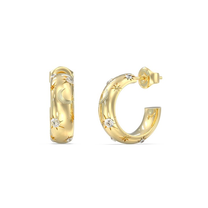 Guess UBE06243YG Gold Tone Crystal Aurora Hoop Earrings - J42333