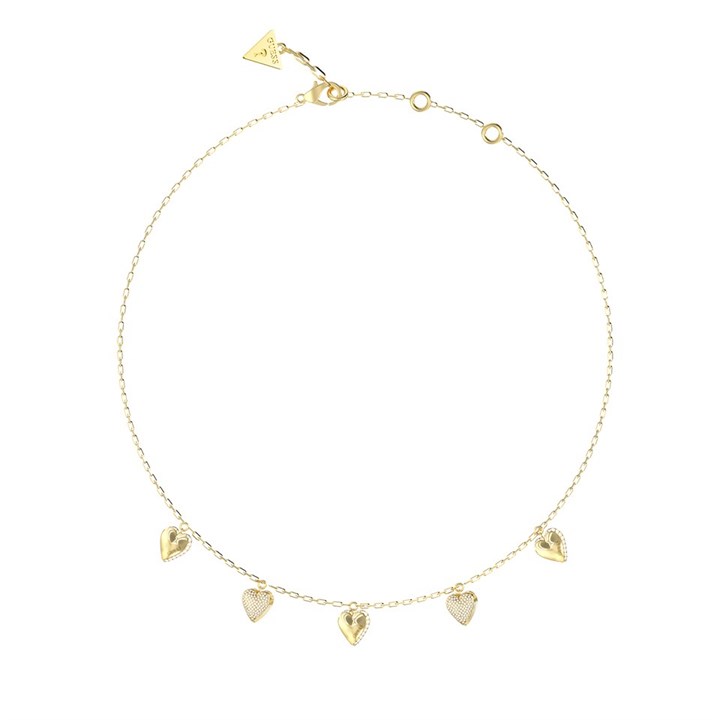 Guess UBN06081YG Gold Tone Crystal Heart Charm Necklace - J42338