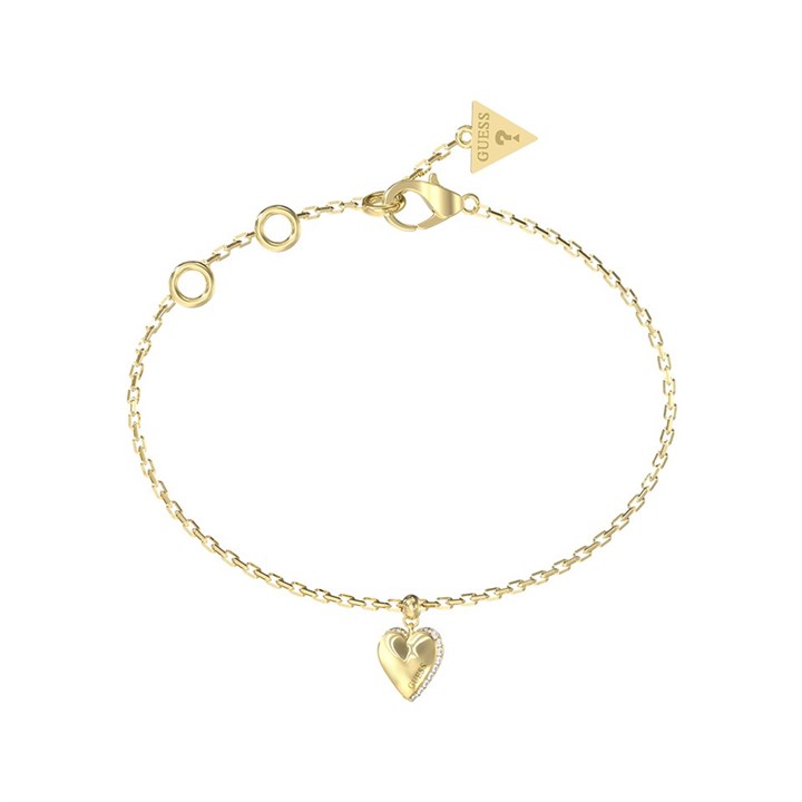 Guess UBB06082YGL Gold Tone Crystal Heart Bracelet - J42339