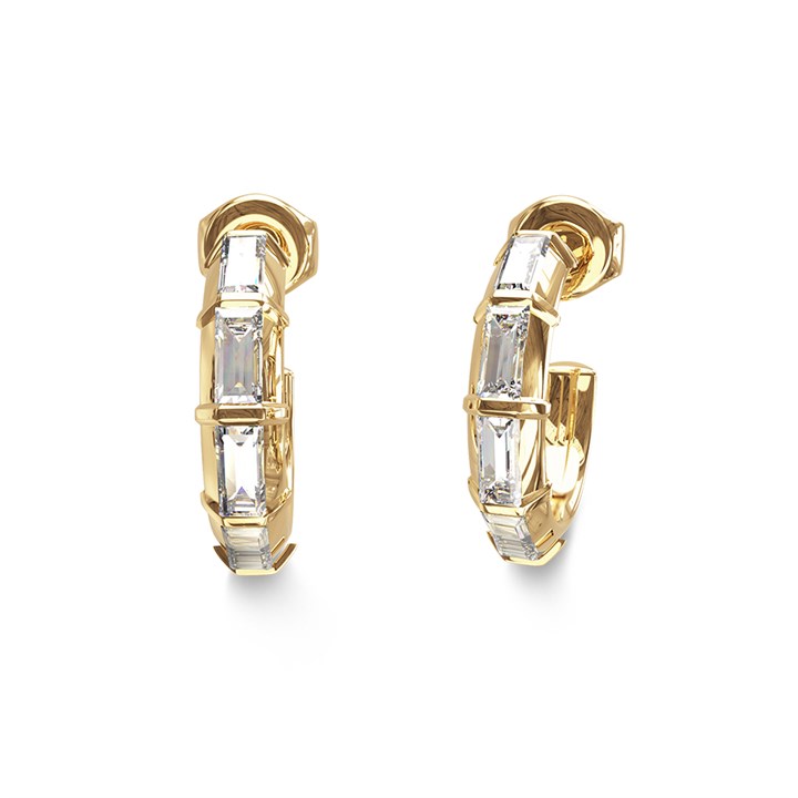 Guess JUBE06332JWYGT/U Gold Tone Crystal Hoop Earrings - J42345