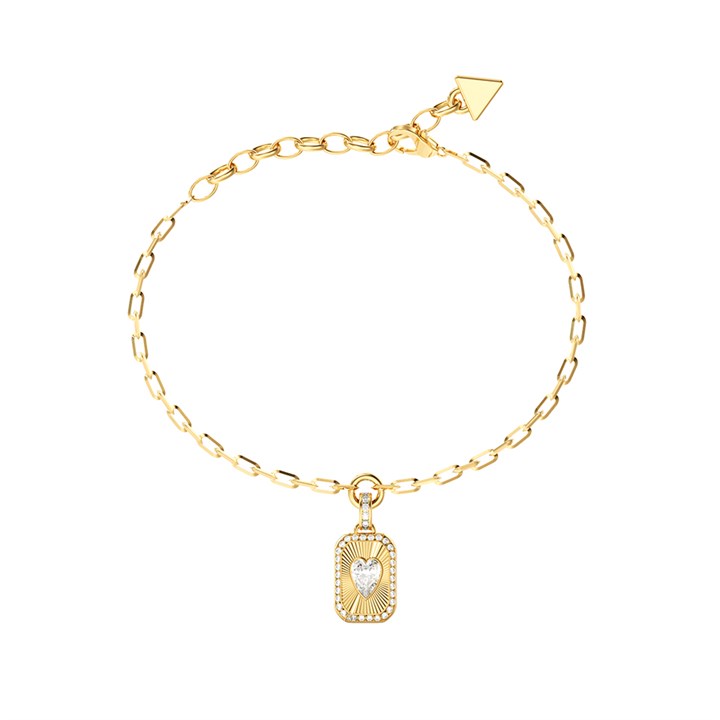 Guess JUBB06358JWYGL Gold Tone Love Tag Charm Bracelet - J42350