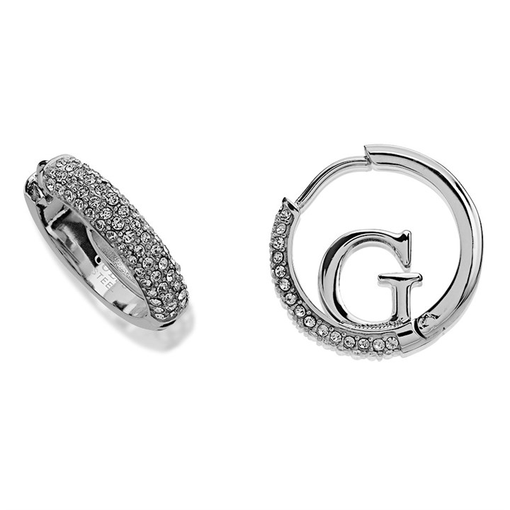 GUESS UBE03299RH G Logo Crystal Hoop Earrings - J42448