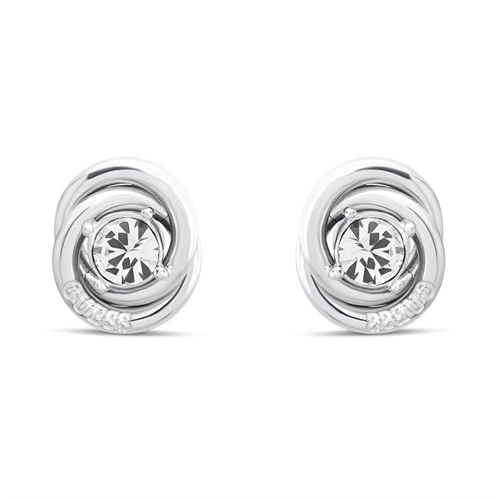 GUESS JUBE04065JWRH Silver Tone Crystal Links Stud Earrings - J42451